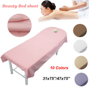 80/120x190CM Massage Table Sheet Polycotton Soft Facial Full cover Bed Cover Beauty Salon Table Skirt with Face Hole