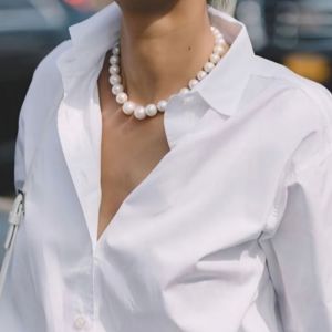 DaVee | 11-13mm natural fresh water pearl necklace 925 silver clasp pearl necklace