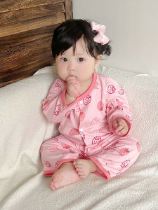 Summer Thin Air Conditioner Suit Baby Girl Clothes Newborn Crawling Suit 0-12 Months Cotton Romper No Tag Boneless Onesie