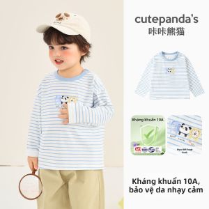 CUTEPANDAS | Áo Thun Tay Dài Chống Khuẩn Cho Trẻ Em