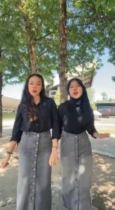 Rok Span Jeans Rok Jumbo Wanita Melar Fela Rok Lepis Wanita Full Kancing Rok Model Terbaru
