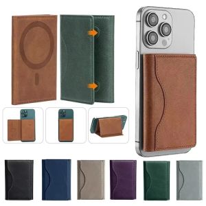 LS | Strong Magnetic Leather Wallet For Magsafe iPhone 18 17 Pro Max Samsung S26Ultra MacSafe Card Holder Magnet Card Slots Phone Bag