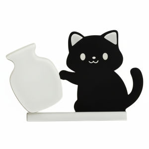 Refrigerator Magnets Black Cat Pushing Vase Decor Cat Whisker Collection Memorial Box Fridge Magnet Home Office Decor For Gift 