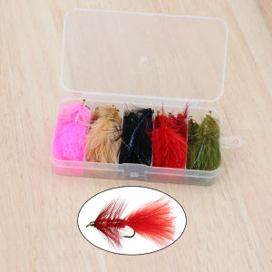 30PCS/Box #4 #6 #8 Brass Beadhead Woolly Bugger Streamers Fly 5 Colors Assorted Fishing Flies Set Bass Pike Game Fish Lure