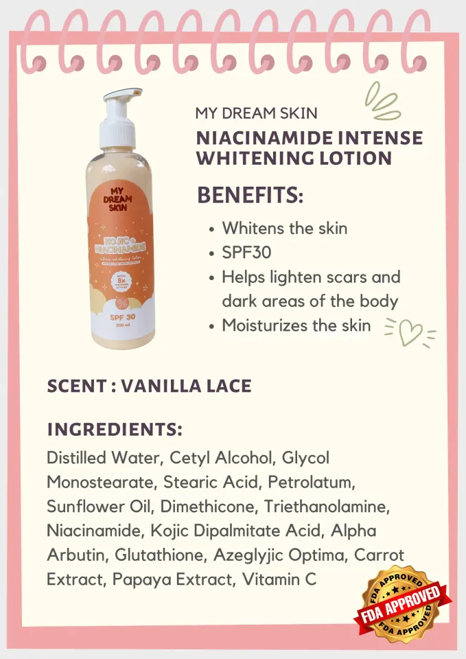 My Dream Skin Kojic Niacinamide Whitening Lotion 1pc lotion with kojic soap  Skin care Body Skin Lightening Lotion Whitening Face Cream - Lazada |  Lazada PH