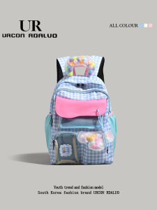UR Plaid Large Capacity Backpack Summer New Style Short Trip Womens School Bag College Student Bookbag Trendy Travel Bag