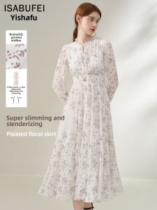 isabufei | Ethereal Floral French Style Long Sleeve V-Neck Dress