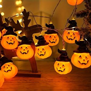 1.5M/59.06in Halloween Pumpkin String Lights Lantern LED Fairy Lights Battery Powered Home Party Festival Holiday Decoration