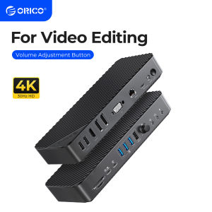 Orico【màn hình ba khác nhau】 điều khiển âm lượng đầy đủ chức năng trạm dock TypeC USB3.0 3.2 4K 60Hz Hub USB 3.5mm Micro âm thanh với RJ45 pd60w Hub USB thẻ TF SD cho máy tính xách tay