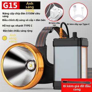 GUANGMINGDAJIANG | Đèn Pin Đeo Đầu Ánh Sáng Vàng Siêu Sáng Pin Lithium