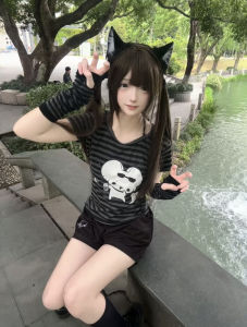 Áo Thun Cotton Ôm Vừa Vặn Tay Ngắn Punk Mouse Thiết Kế Thắt Lưng Cổ Tay Áo Dài Tay Mùa Hè Thường Ngày Dành Cho Nữ