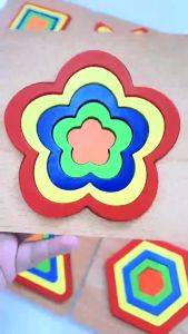 Weeda Toys ( พร้อมส่ง ) 3D บล็อคไม้เรขาคณิต Montessori ของเล่น ของเล่นเสริมทักษะ ตัวต่อบล็อคไม้