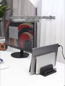 Vertical Laptop Stand Dual Slot For Notebook Tablet Mini Computer Space Save Thickness Adjustable