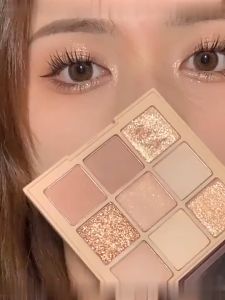 Bảng phấn mắt 9 màu Trà sữa Bột yến mạch Matte Pearlescent Trang điểm mắt lâu trôi