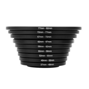 Camera Lens Filter Step Up & Down Ring Adapter Metal Filter Adapter Ring For All Camera DSLR 37-82 82-37mm Mount Set Kit