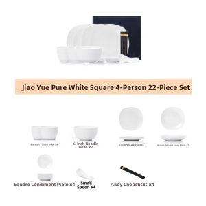 Yomerto | Minimalist Pure White Luxury Bone China Dinnerware Set