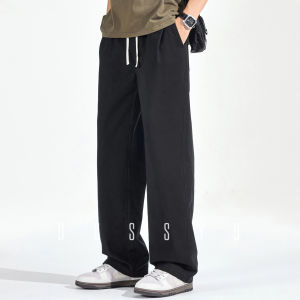 High Quality Spring Autumn 100% Cotton Casual Pants Men Elastic Waist Loose Straight Khaki ArmyGreen Trousers Male M-4XL