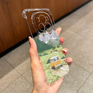 Yauke Huawei Honor Magic8 Phone Case Fresh Oil Painting Landscape Semi-Enclosed No-Border Hard Shell Magic6/7 Transparent Ultra-Thin Anti-Fall Cover
