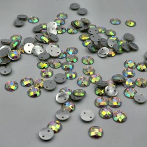 DIAMON RESIN KRISTAL MOTIF BULAT RATA UKURAN 6 MM WARNA PUTIH PELANGI AB KUALITAS BAGUS KILAU PER LUSIN
