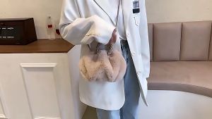 JIVIVIL Phụ nữ Fluffy Túi Đeo Chéo Túi Đeo Vai Dễ Thương sang trọng Túi hình bí ngô Túi túi xách nữ đẹp Pleated đám mây Túi