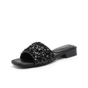 DUSTO | New Elegant Summer Low Heel Slip-On Open-Toe Slippers with Sequins