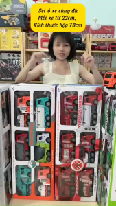 Set 6 Xe To Xe Cứu HỏaXe Công Trình Xe Công Trường Xe Cảnh Sát Xe Hỗn Hợp Xe Quân Sự Xe Môi Trường Cỡ Lớn Cho Bé Chất Liệu Nhựa ABS