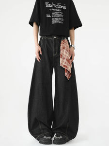 กางเกงยีนส์ทรงหลวมๆ สไตล์อเมริกันย้อนยุคสำหรับผู้ชาย กางเกงขายาวทรงหลวมๆ สไตล์วินเทจพร้อมกระเป๋าข้าง