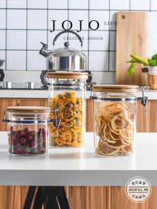 Transparent Sealed Kitchen Storage Jar Mr. Grocerys PD Lidded Canister Glass Cylinder Universal Home Use Simple Style