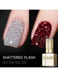 2Pcs 15ml Reflective Glitter Gel Nail Polish for Christmas Nails Silver Red Gel Kit UV LED Nail Polish Home DIY Manicure