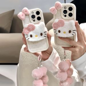 MrHaHa Casing For Samsung S21 S22 S23 S24 Plus Ultra A05 05s A33 5G A14 A34 A54 A04s A04E A24 A23 A13 A03 A52 A52s A03s A02s A12 A22 A51 A32 A50 4G 5G 3D Cartoon Cute Kitty Cat Doll With Chain INS Style Colorful Phone Cases TPU Soft Protective Cover
