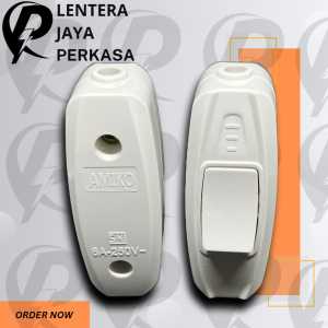 Saklar Gantung On Off Putih Switch Sakelar Lampu Listrik Pin Kuningan - Amiko