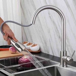 New modern Style 304 Stainless Steel pull down kitchen taps Pull Out  kitchen mixer sink faucet Sink Kitchen Faucets With Sprayer