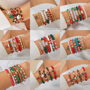 สร้อยข้อมือตัวอักษรสีบล็อก ชุดสร้อยข้อมือ ของขวัญคริสต์มาส สร้อยข้อมือตัวอักษรสร้างสรรค์ สร้อยข้อมือแฟชั่น สร้อยข้อมือสีสันสดใส