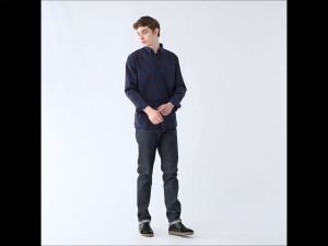 [Auth Uniqlo] Áo Sơ Mi Kẻ Sọc Cotton Mịn Dài Tay Nam - Tag Nhật