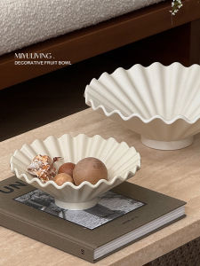Mì Yu Ceramic Bicolor Decorative Fruit Bowl French Style Luxury Home Storage Artistic Tabletop Decoration Fruit Tray