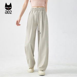 A02 Ice Silk Lazy Style Casual Pants Womens 2025 New Summer Lightweight Cool Feeling Bend Knife Pants Commute Style Long Pants