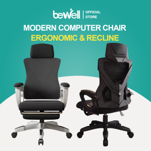 Bewell Ergonomic Computer Chair with Footrest Office Chair Mesh Cushion Gaming Chair Swivel Reclining Chair