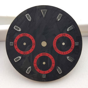 29mm VK63 Dial Multifunctional carbon fiber dial 6 hands Quartz dial fit VK63 Movement Green luminous chronograph watch dial