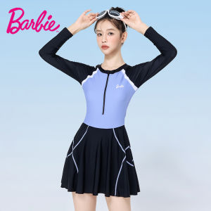 Barbie | Long Sleeve Conservative One-Piece Dress Style Slimming Swimwear
