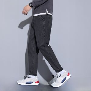 ROMON | Loose Fit Summer Thin Denim Jeans Straight Leg Casual Youth Brand Elastic Nine-Tenths Pants Romon Mens Fashionable Breathable