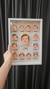 【Mach Photo】A4 Pop-Up Baby 3D Frame Wooden Desktop Display 1st Birthday Gifts Home Decoration 12 Months Photo Memories