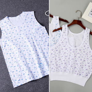 3-Piece Middle-Aged and Elderly Womens Pure Cotton Undershirt Ladieswear Vest Cotton Sleeveless Elderly Bottoming Intimates Summer Womens