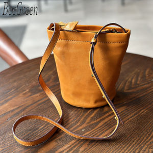 BeeGreen Women Genuine Leather Small Shoulder Bag Fashion Lightweight Bucket Bag Casual Cellphone Sling Bag