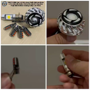 Paket LED Lengkap H6 High Low Beem dan Sein Jelly Warna Biru Merah - Rem Projie Rainbow