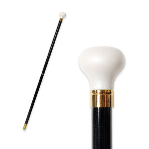 Fashion Smooth Round Pearl White Resin Handle Wooden Walking Cane Red 2-pieces Detachable Walking Stick for Men And Women