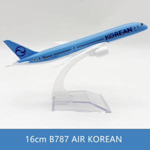 16cm Diecast Alloy Miniature Airplane Korean Air B787 Aircraft Model Kit with Stand For Aviation Souvenir Gift or Collection