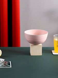 5/10 Pcs Japanese Wheat Straw Bowl Microwavable Colorful Household Fruit Vegetable Bowl Eco-Friendly