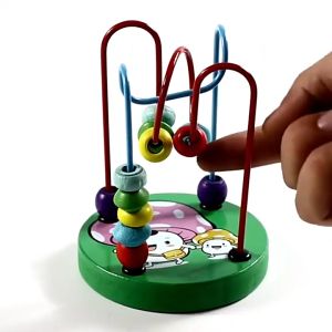 SK-M333 Mini Round Beads Game Mainan Kayu Anak Karakter Animal Lucu / Mainan Edukasi Anak Wire Maze game / Mainan Alur Kawat Kecil Motif Hewan Import