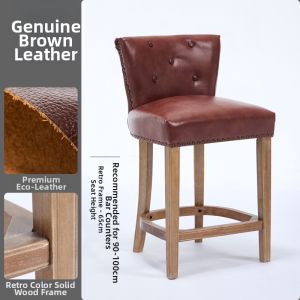 Scandinavian Luxurious Home Solid Wood High Stool With Back