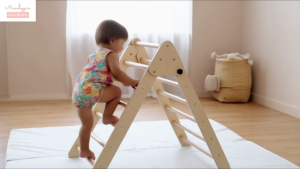 (FOC Installation) Tutusbaby Foldable Pikler Triangle With Ramp - 2 in 1 Wooden Slide and Climbing Ramp - Home Playground Kids Climbing Toddler Montessori Furniture Kids Toys